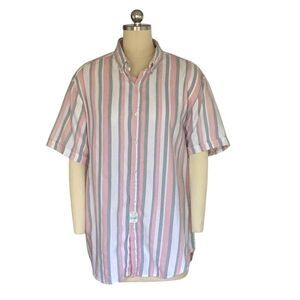 Denim & Flower Women’s Striped Short Sleeve Button-Up Shirt Size L